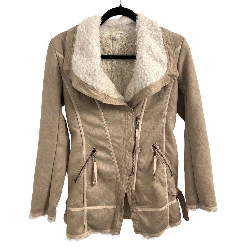 Katia Vintage Faux Fur Beige Suede Jacket Size S